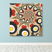 Brunch Fractal Funny Food, Tomaten, Eggs Triptych Canvas Afdruk (Insitu (Houten vloer))