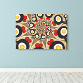 Brunch Fractal Funny Food, Tomaten, Eggs Triptych Canvas Afdruk (Insitu (Houten vloer))