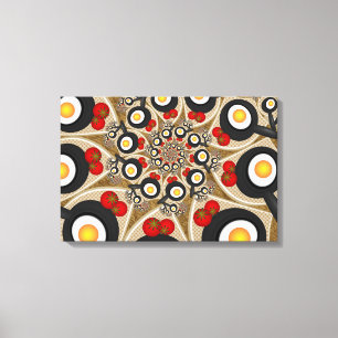 Brunch Fractal Funny Food, Tomaten, Eggs Triptych Canvas Afdruk