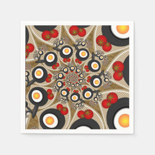 Brunch Fractale Kunst Funny Food, Tomaten, Eieren Servet