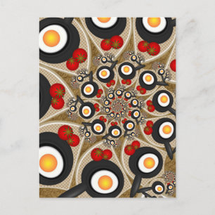 Brunch Fractale Kunst Grappig Eten, Tomaten, Eiere Briefkaart