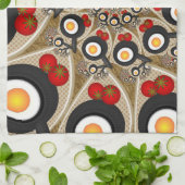Brunch Fractale Kunst Grappig Eten, Tomaten, Eiere Theedoek (Gevouwen)
