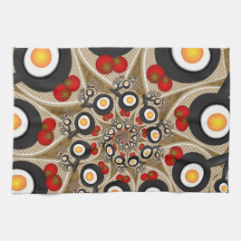 Brunch Fractale Kunst Grappig Eten, Tomaten, Eiere Theedoek