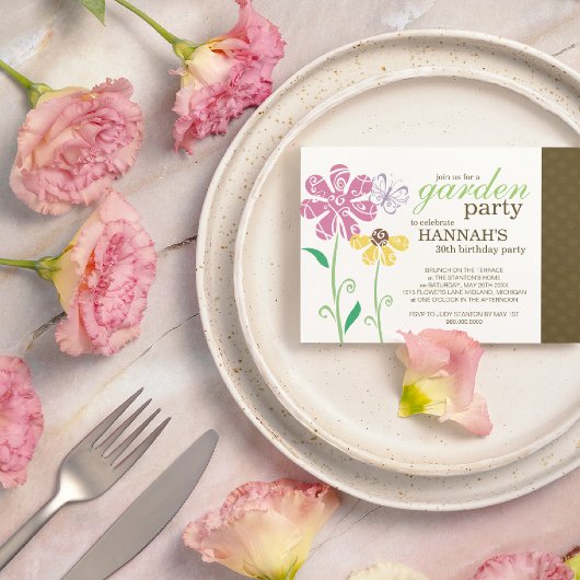 Brunch Garden Party Birthday Invitations Kaart