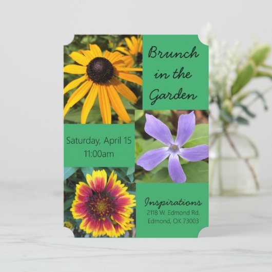 Brunch in de tuin uitnodiging (Staand voorkant)