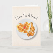 Brunch Love Pun Chicken & Waffles Valentijn Kaart (Voorkant)
