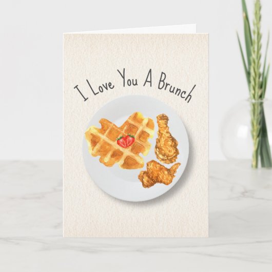 Brunch Love Pun Chicken & Waffles Valentijn Kaart (Voorkant)
