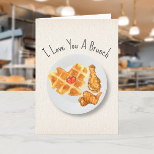 Brunch Love Pun Chicken & Waffles Valentijn Kaart