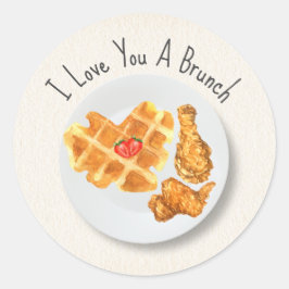 Brunch Love Pun Kinder Klaslokaal Valentijn Ronde Sticker