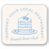 Brunch lover club kust baby blauw esthetisch sticker (Voorkant)