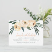 Brunch met bride | Blush Floral Vrijgezellenfeest Kaart (Staand voorkant)