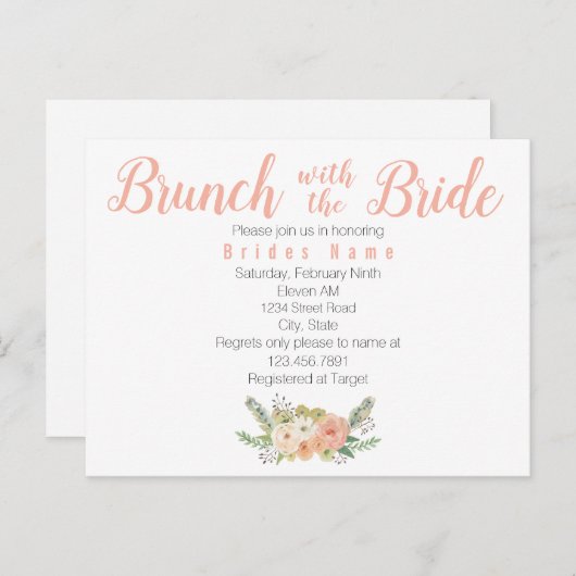 Brunch met bruid uitnodiging briefkaart (Voorkant / Achterkant)