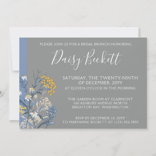 Brunch met de Bride Botanical Daisy Yellow Navy Kaart (Voorkant)