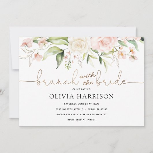 Brunch met de Bride Gold Shower-uitnodiging Kaart (Voorkant)