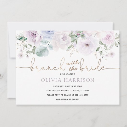 Brunch met de Bride Gold Shower-uitnodiging Kaart (Voorkant)