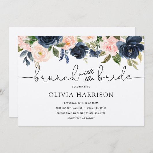 Brunch met de bride Shower Kaart (Voorkant / Achterkant)