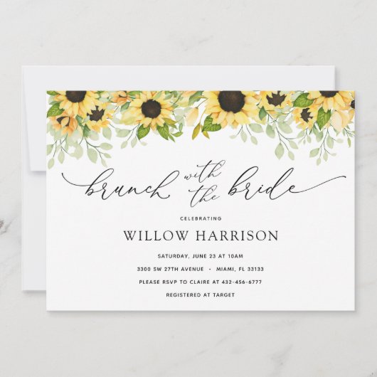 Brunch met de Bride Sunflower Shower-uitnodiging Kaart (Voorkant)