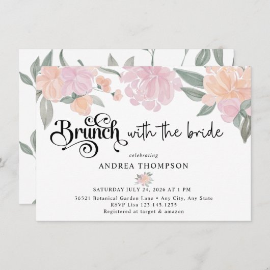 Brunch met de bruid | Blozen Kaart (Voorkant / Achterkant)