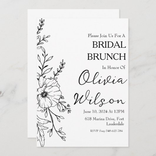 Brunch met de bruid bruids brunch uitnodigingen (Voorkant / Achterkant)