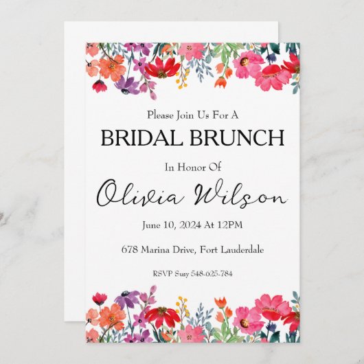 Brunch met de bruid brunch uitnodigingen (Voorkant / Achterkant)