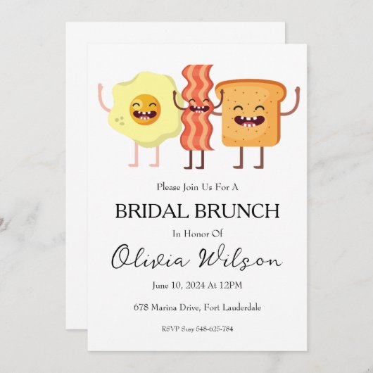 Brunch met de bruid brunch uitnodigingen (Voorkant / Achterkant)