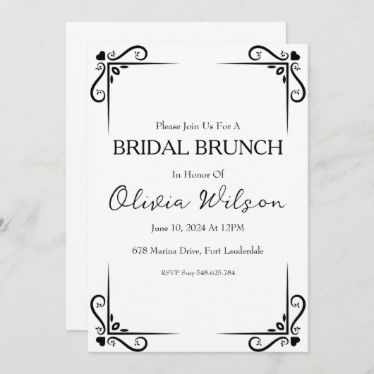 Brunch met de bruid brunch uitnodigingen (Voorkant / Achterkant)