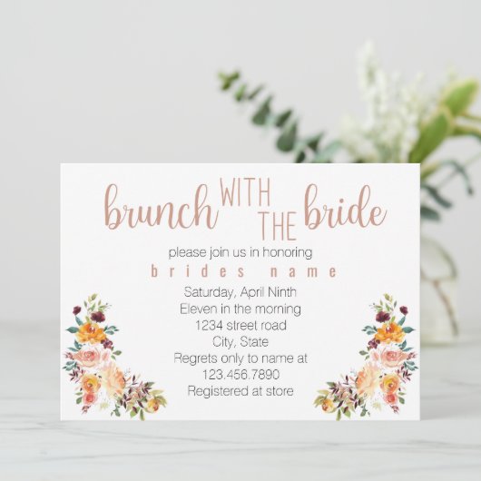 Brunch met de bruid kaart (Staand voorkant)