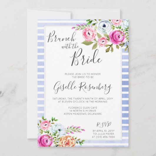 Brunch met de bruid Moderne Bloemenuitnodiging Kaart (Voorkant)