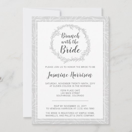Brunch met de bruid Moderne Botanische krans Kaart (Voorkant)
