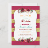Brunch met de bruid-rode glitter Floral Invite Kaart (Voorkant)