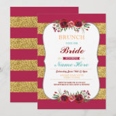 Brunch met de bruid-rode glitter Floral Invite Kaart (Voorkant / Achterkant)