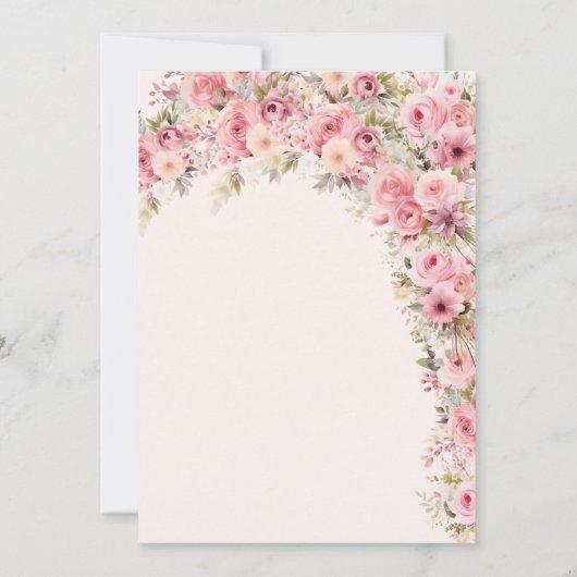 Brunch met de bruid roze bloemig Vrijgezellenfeest Kaart (Achterkant)