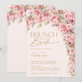 Brunch met de bruid roze bloemig Vrijgezellenfeest Kaart (Voorkant / Achterkant)