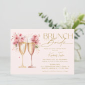Brunch met de bruid Roze champagne bruidsfeestje Kaart (Staand voorkant)