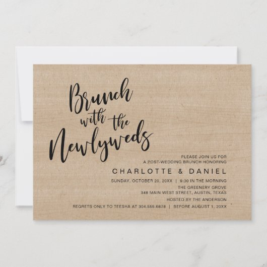 Brunch met de jonggehuwden, bruiloft Elopement Kaart (Voorkant)