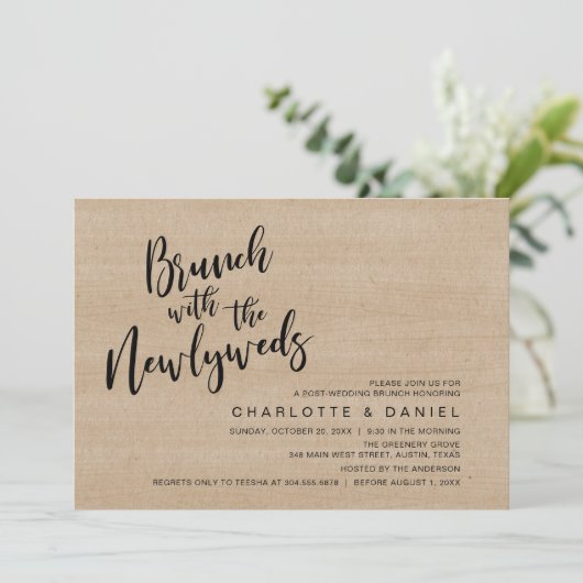 Brunch met de jonggehuwden, bruiloft Elopement Kaart (Staand voorkant)