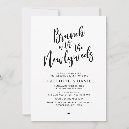 Brunch met de jonggehuwden, bruiloft Elopement Kaart (Voorkant)