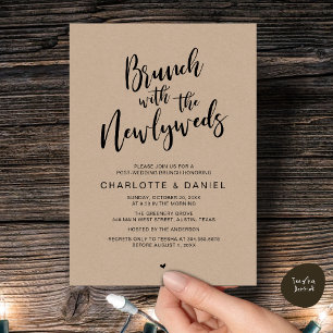 Brunch met de jonggehuwden, bruiloft Elopement Kaart