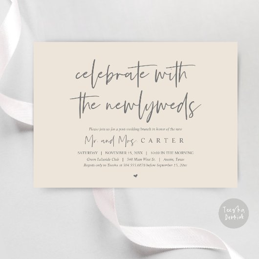 Brunch met de jonggehuwden, post bruiloft partij kaart