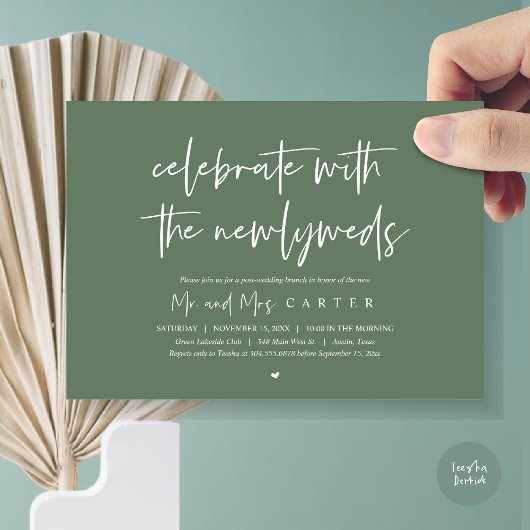 Brunch met de jonggehuwden, post bruiloft partij kaart