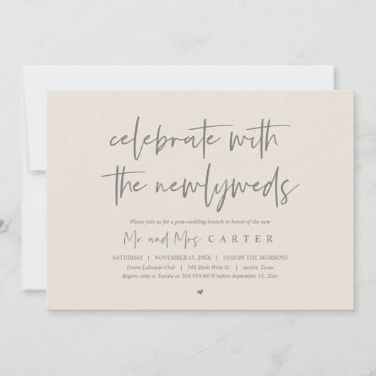 Brunch met de jonggehuwden, post bruiloft partij kaart (Voorkant)