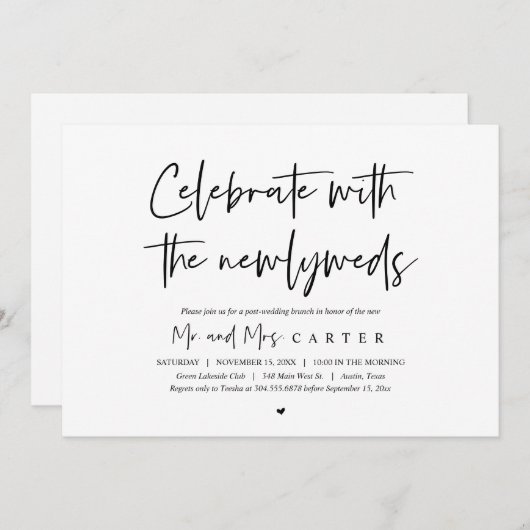 Brunch met de newlyweds, na bruiloft kaart (Voorkant / Achterkant)