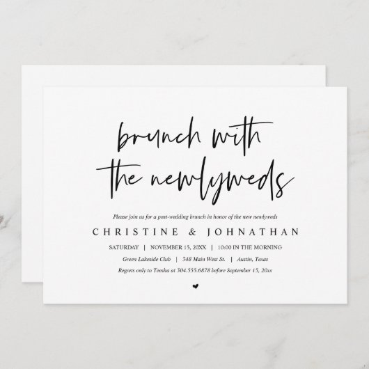 Brunch met de newlyweds, posttrouwuitnodiging kaart (Voorkant / Achterkant)