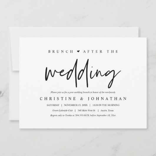 Brunch met de newlyweds, uitnodiging na bruiloft (Voorkant)