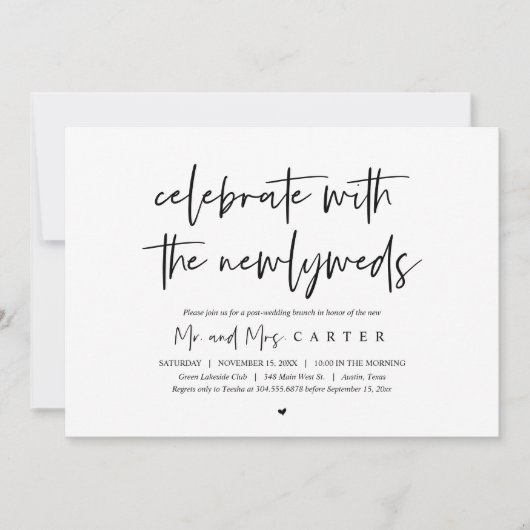 Brunch met de newlyweds, uitnodiging na bruiloft (Voorkant)
