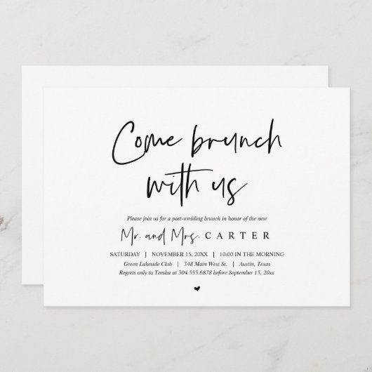 Brunch met de newlyweds, uitnodiging na bruiloft (Voorkant / Achterkant)