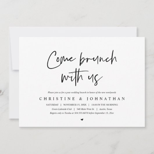 Brunch met de newlyweds, uitnodiging na bruiloft (Voorkant)