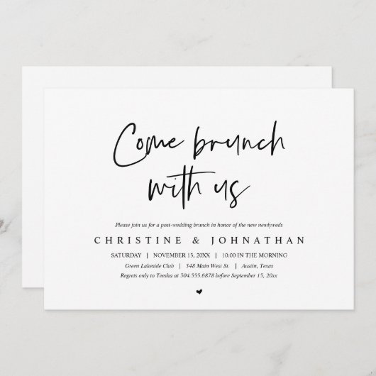 Brunch met de newlyweds, uitnodiging na bruiloft (Voorkant / Achterkant)