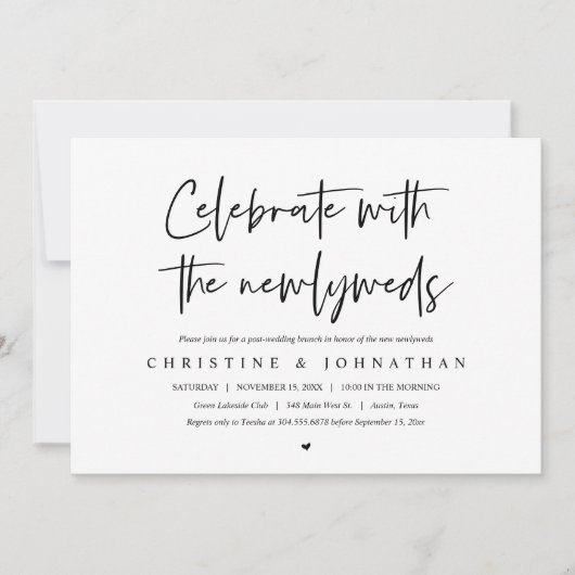 Brunch met de newlyweds, uitnodiging na bruiloft (Voorkant)