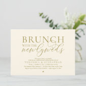 Brunch met de pasgetrouwden, Gele Gouden Bruiloft Kaart (Staand voorkant)